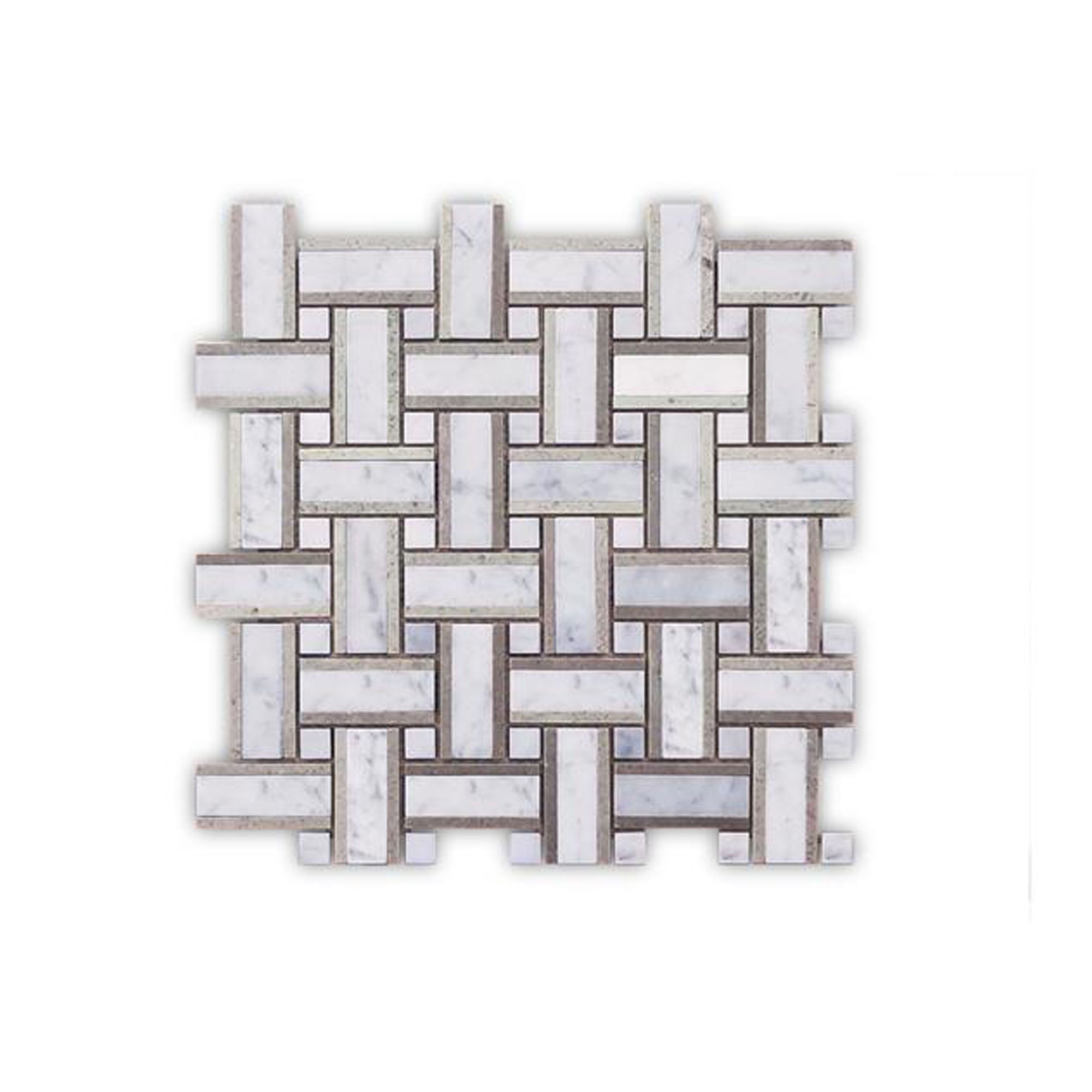 Boite de tuile mosaïque en marbre, 12'' x 12'', Basketwave