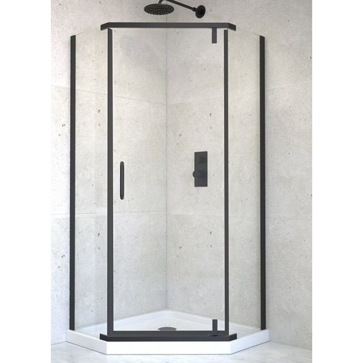 Douche en coin, Néo-angle, serie 411, Torrence, noir, 36'' x 36'' (base inclus)