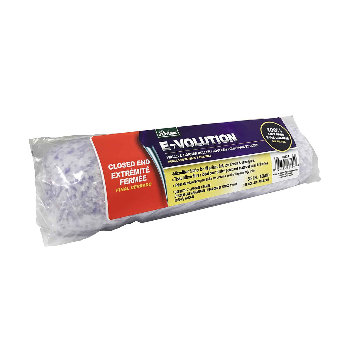 Rouleaux E-Volution pour murs et coin avec extrémité fermée, 5/8" x 9''