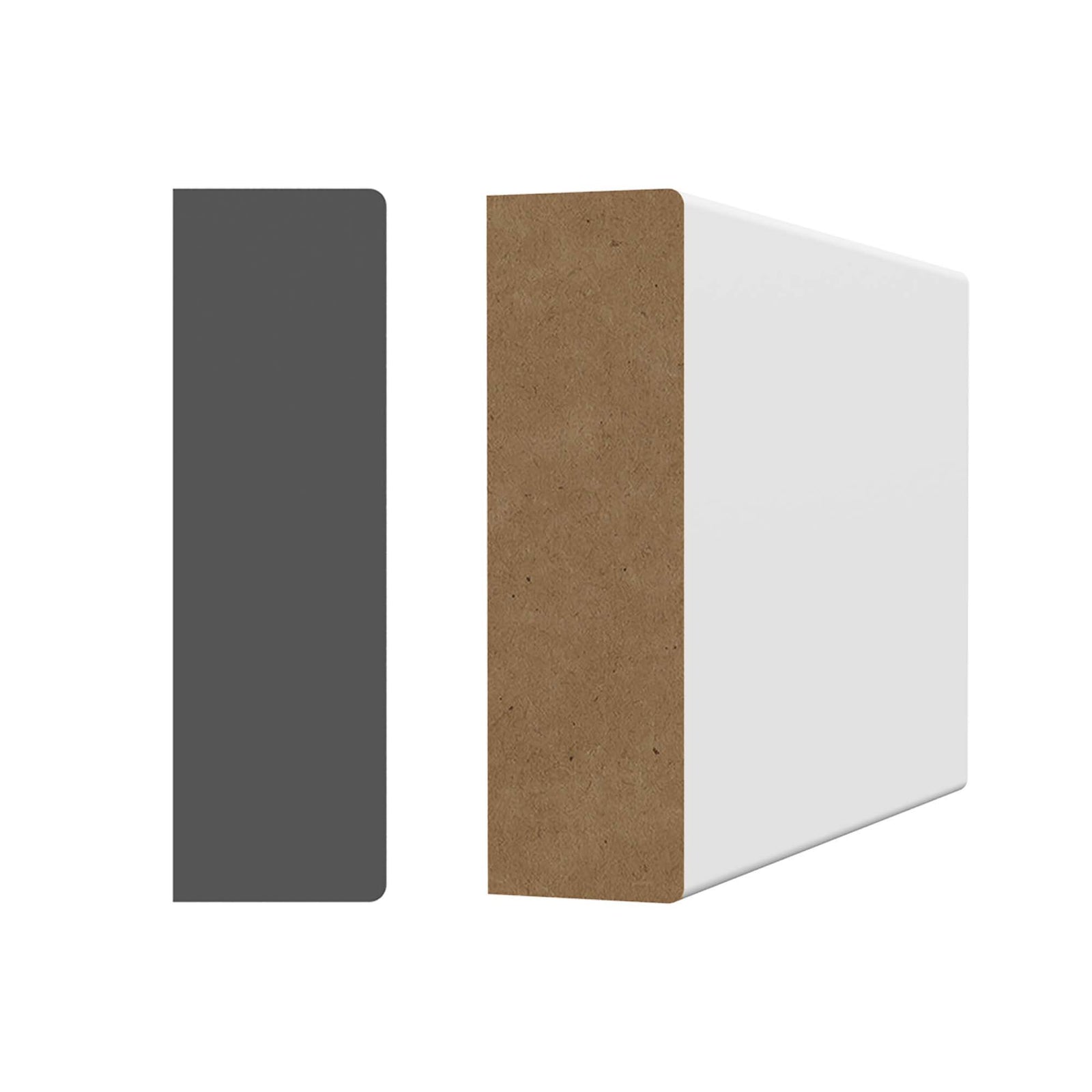 Moulure rectangulaire en MDF avec apprêt blanc 3/4" x 2-1/2" x 8'