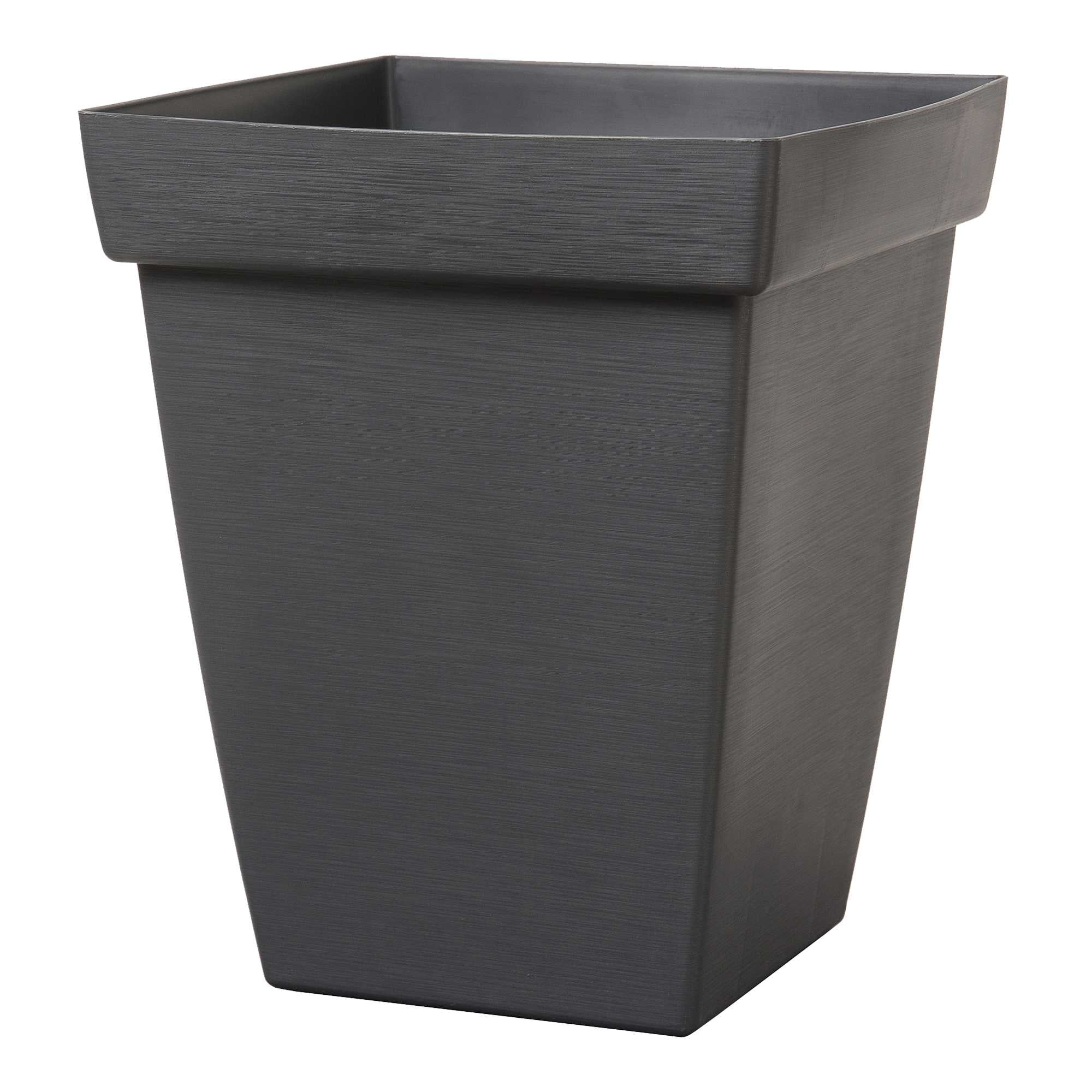 Jardinière Bamboo carrée et de couleur ardoise, 13'' x 13'' x 16,31'' 