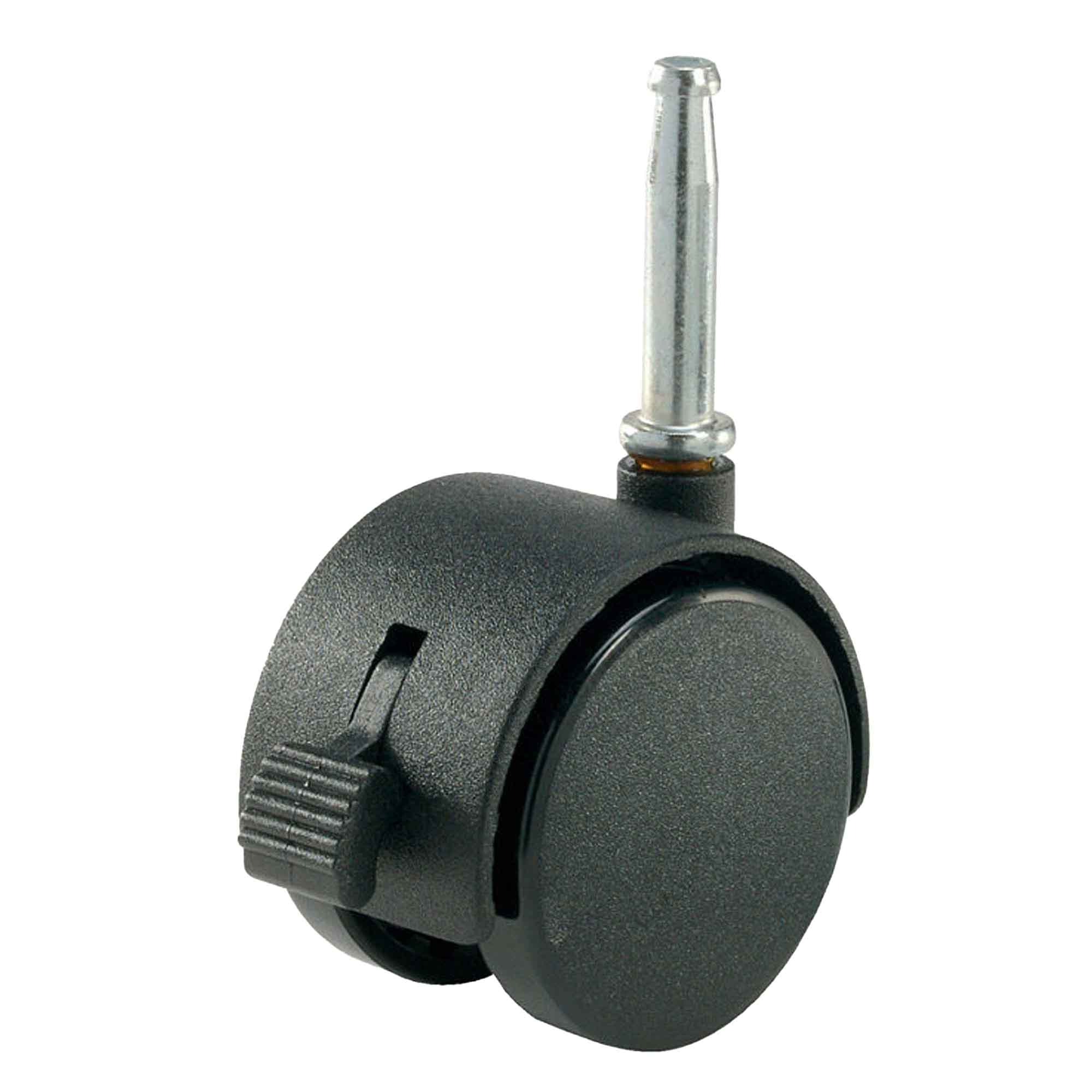 Roulette jumbo à tige pour bois avec frein, noir, 2''