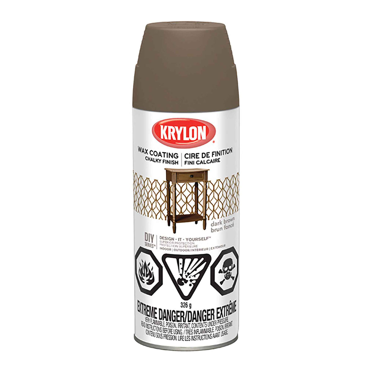 Peinture Aérosol Krylon Crayeus, brun foncé mat, 340 gr
