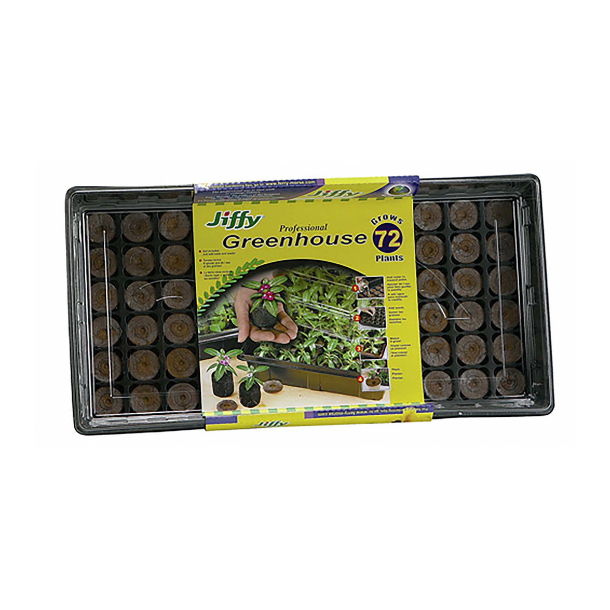 Serre d&#39;ensemencement professionnelle Jiffy, 72 pastilles, noir