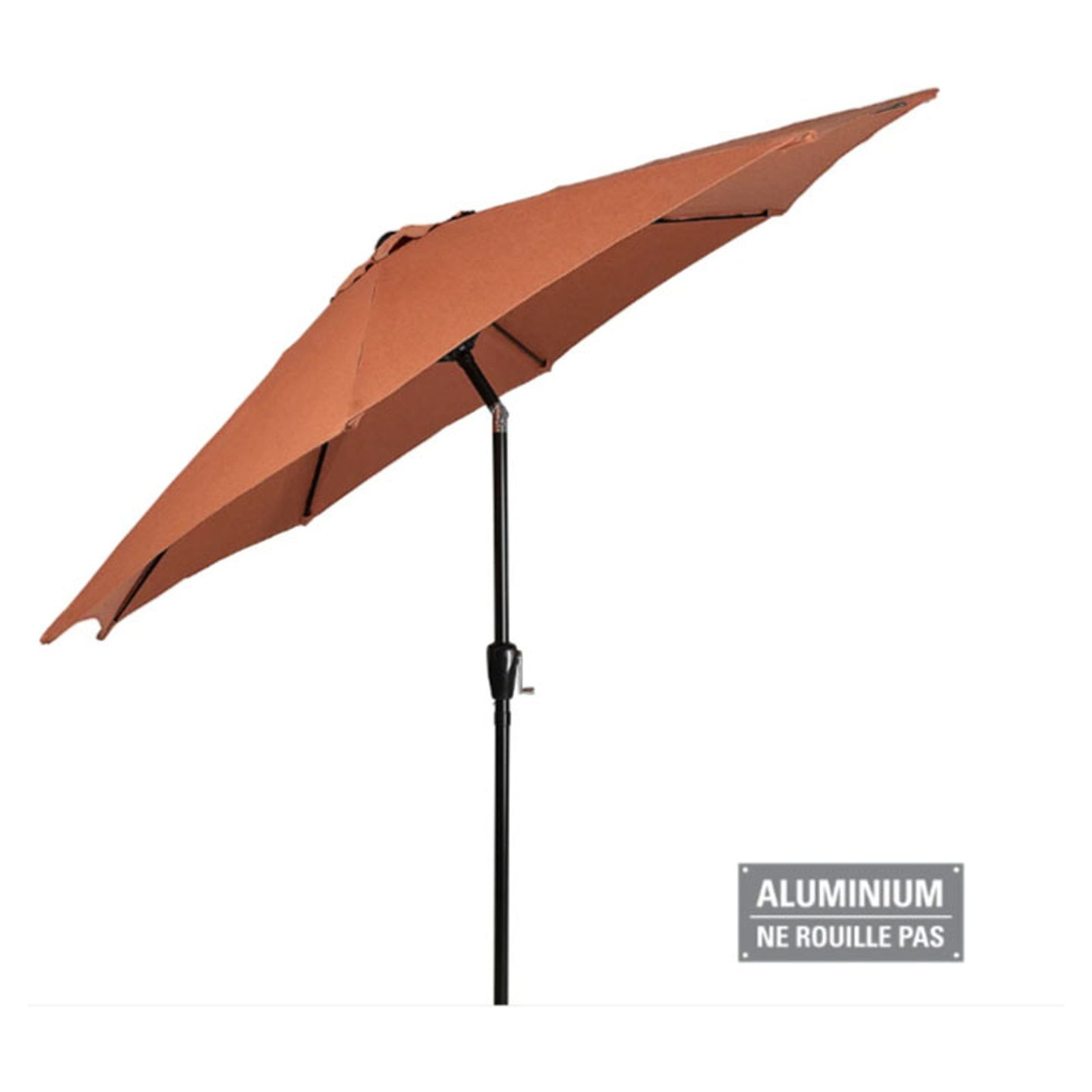Parasol inclinable, en aluminium et polyester, Terracotta, 9'