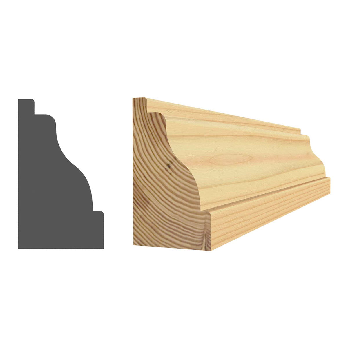 Moulure à panneau en pin jointé 1/2&#39;&#39; x 7/8&#39;&#39; x 8&#39;