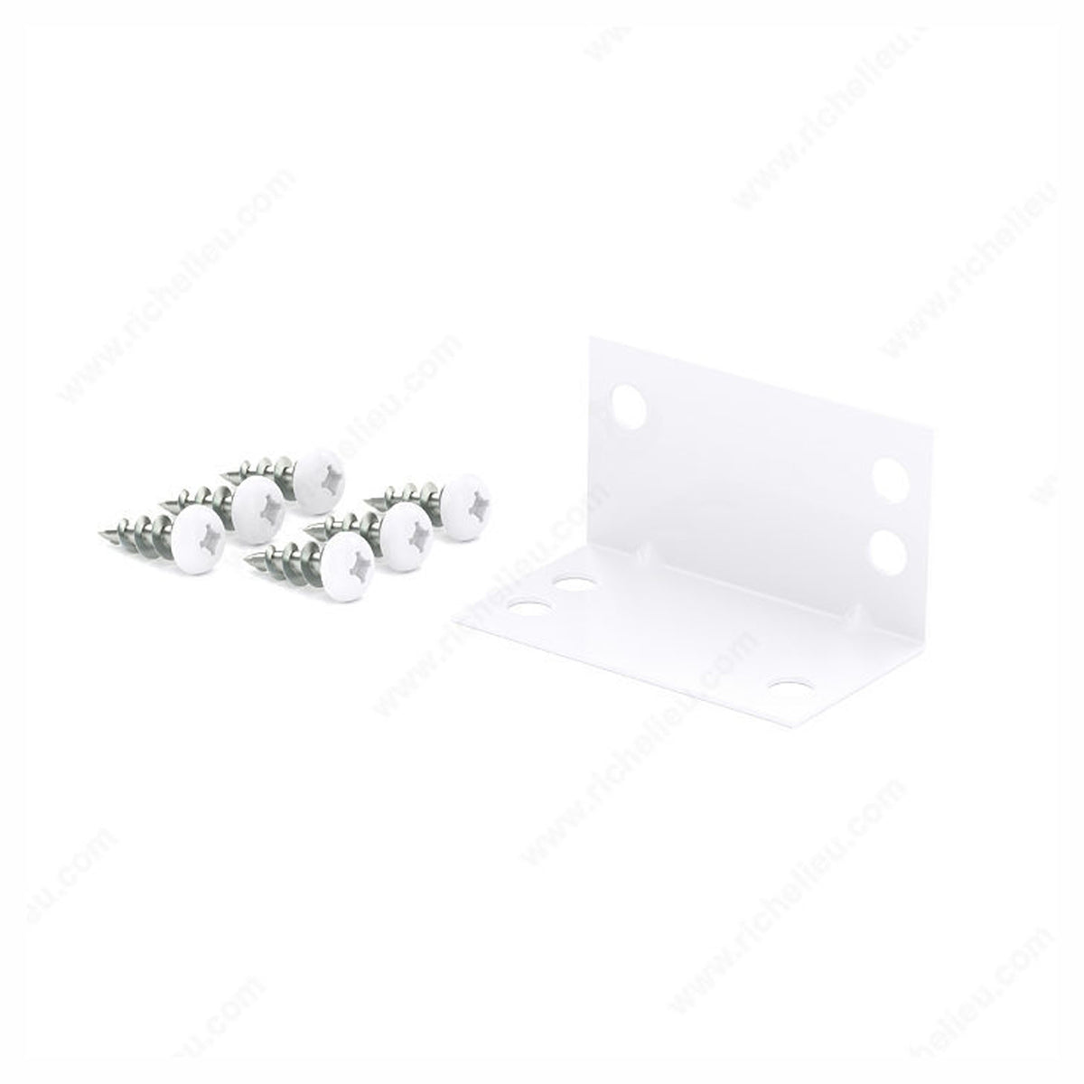 Équerre de coin large, blanche, avec vis, 1'' x 1-3/4'' (emballage de 25)