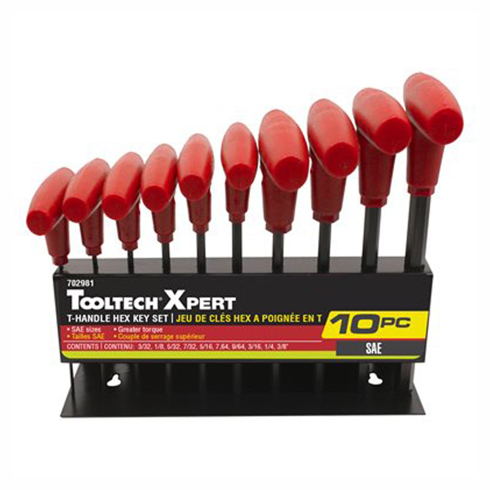 Ensemble de 10 clés hexagonales avec poignée en T, SAE