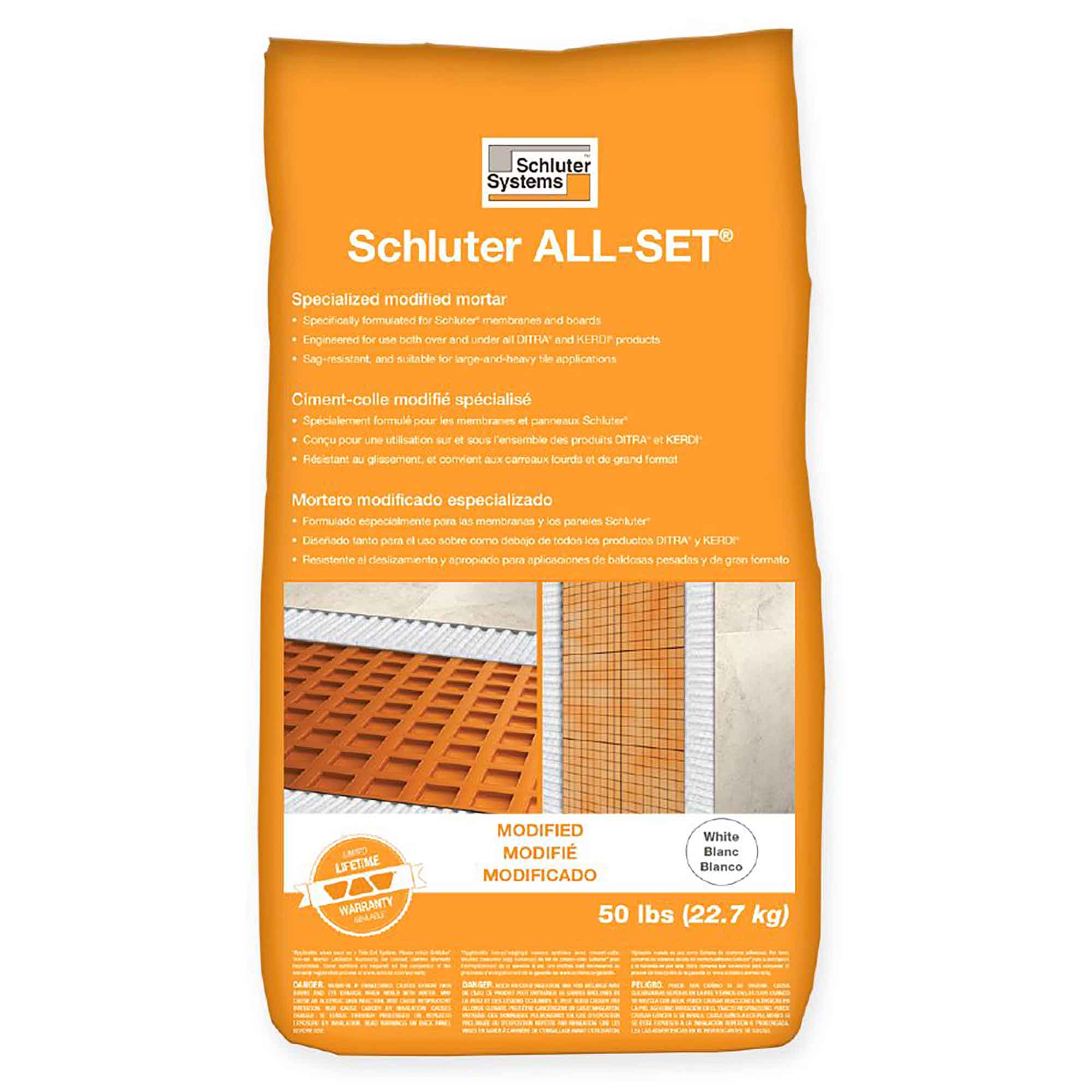 Ciment-colle modifié spécialisé blanc All-Set, 22,7 kg