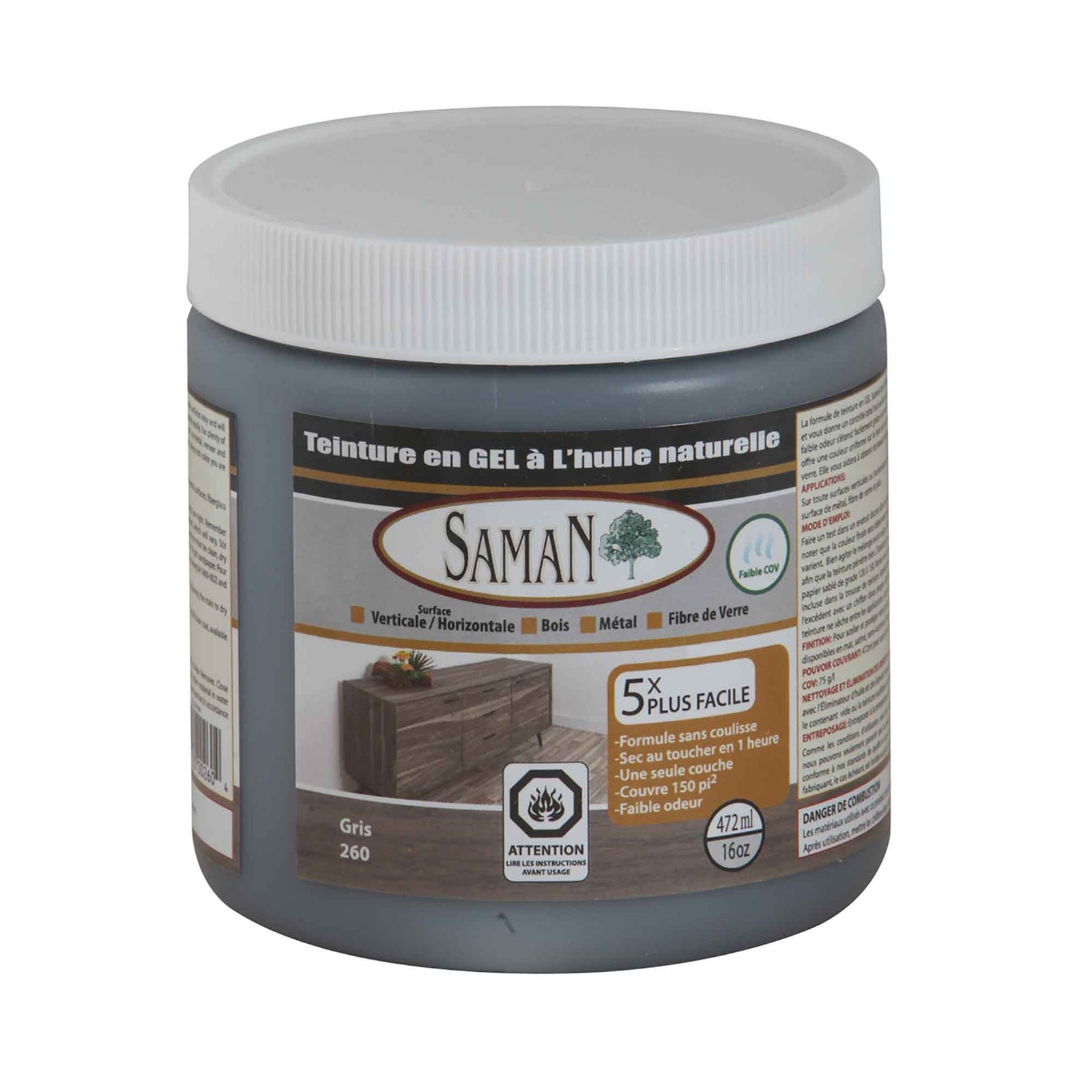 Teinture en gel à l'huile naturelle Gris, 472 ml                 