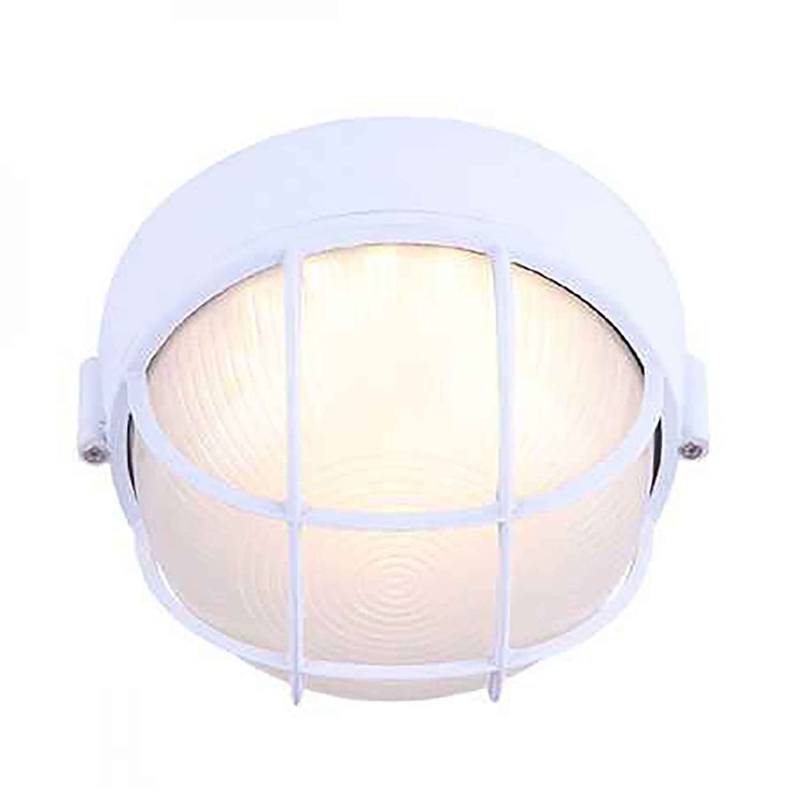 Plafonnier marine rond d'extérieur blanc givré