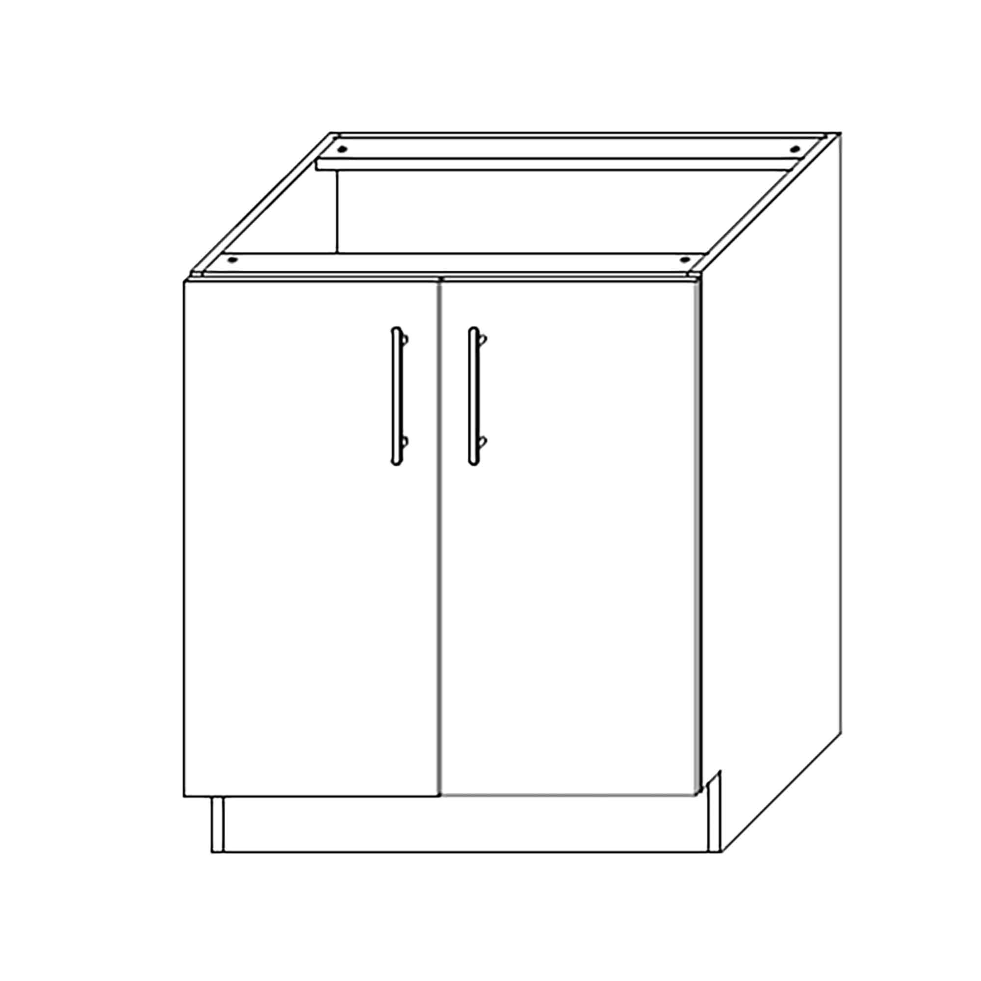 Caisson bas d'armoire 2 portes, 1 tablette, 24'', noir mat