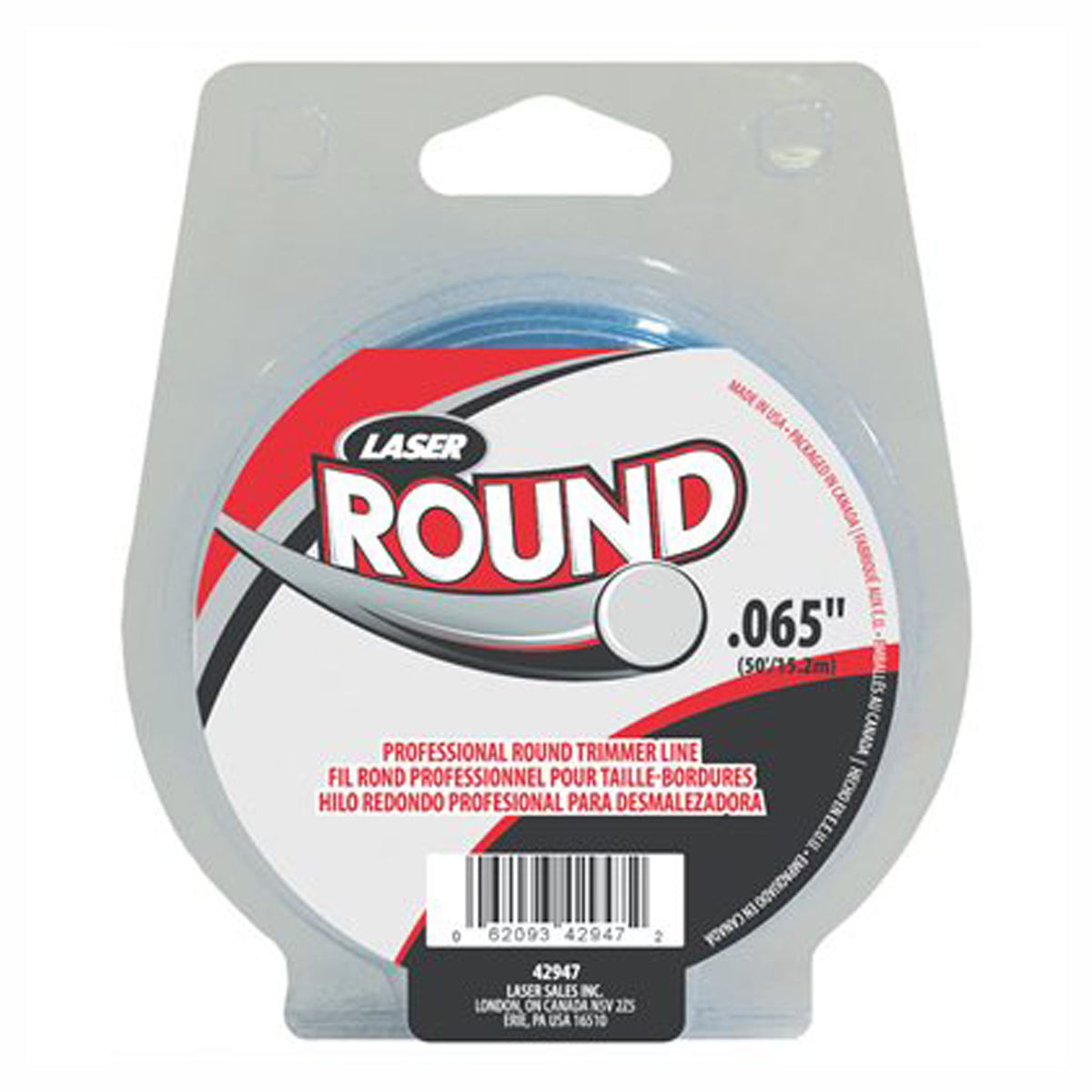 Fil rond pour coupe herbe, électrique ou essence, 0,065'' x 50', bleu