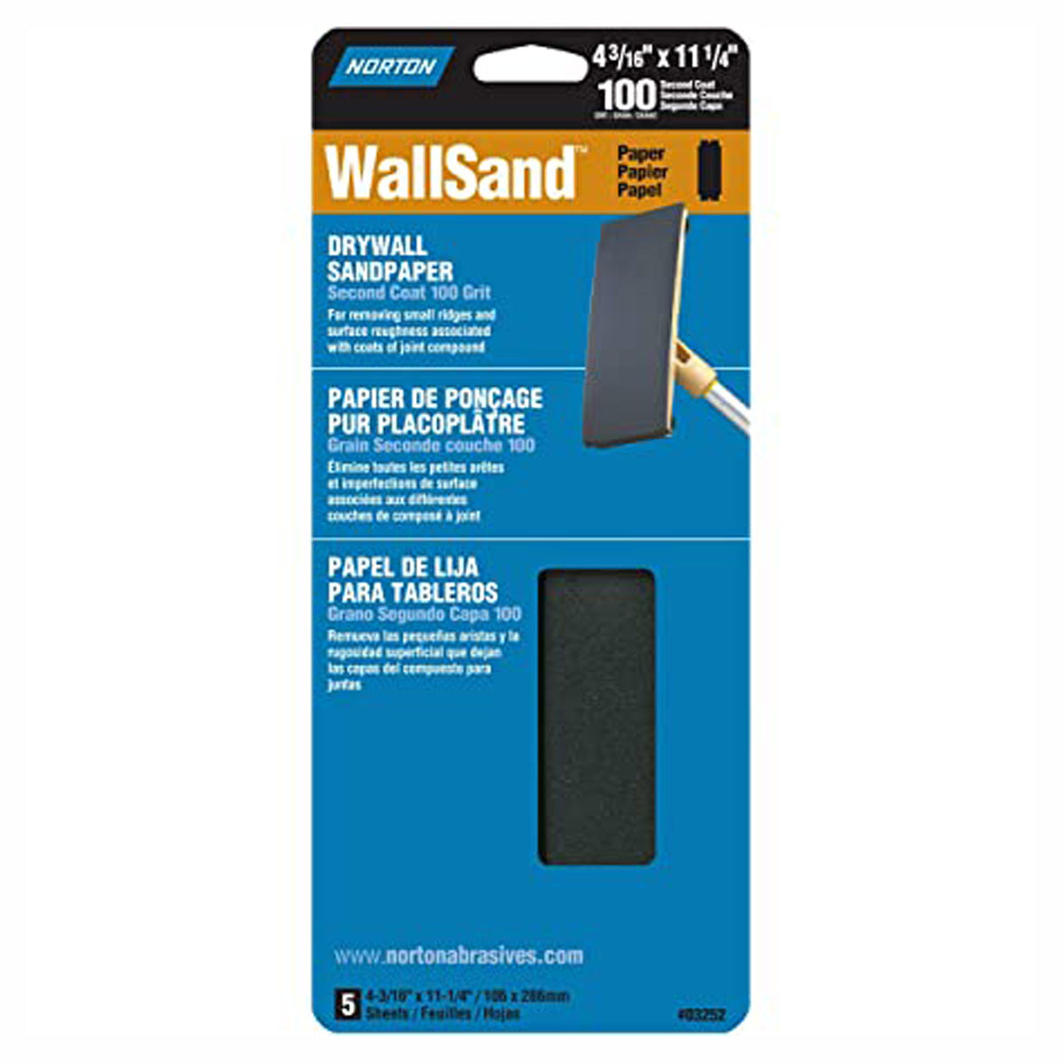 Feuille abrasive cloisons sèches 4-3/16'' x 11'', 80 gr