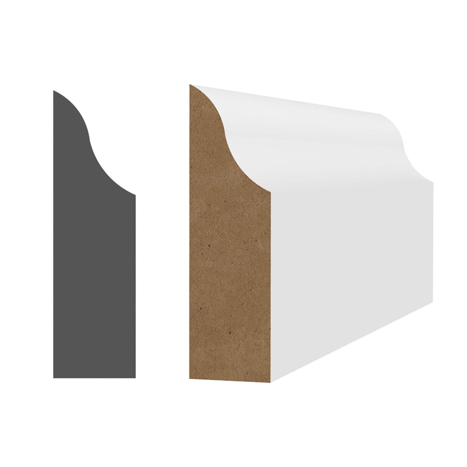 Arrêt de porte en MDF avec apprêt blanc 3/8" x 1-1/4" x 7'