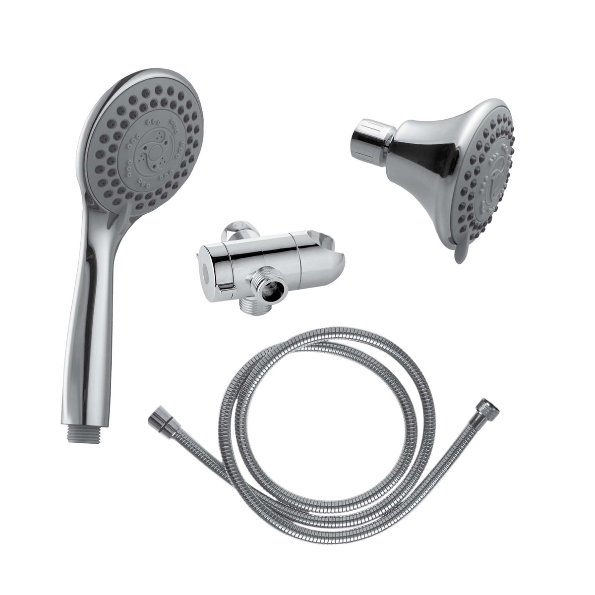 Ensemble douchette et pommeau ABS à 5 réglages au fini chrome, Boyau flexible et extensible de 59&#39;&#39; (1,5 m) - Débit maximum de 9,5 L/min (2,5 gal US/min)