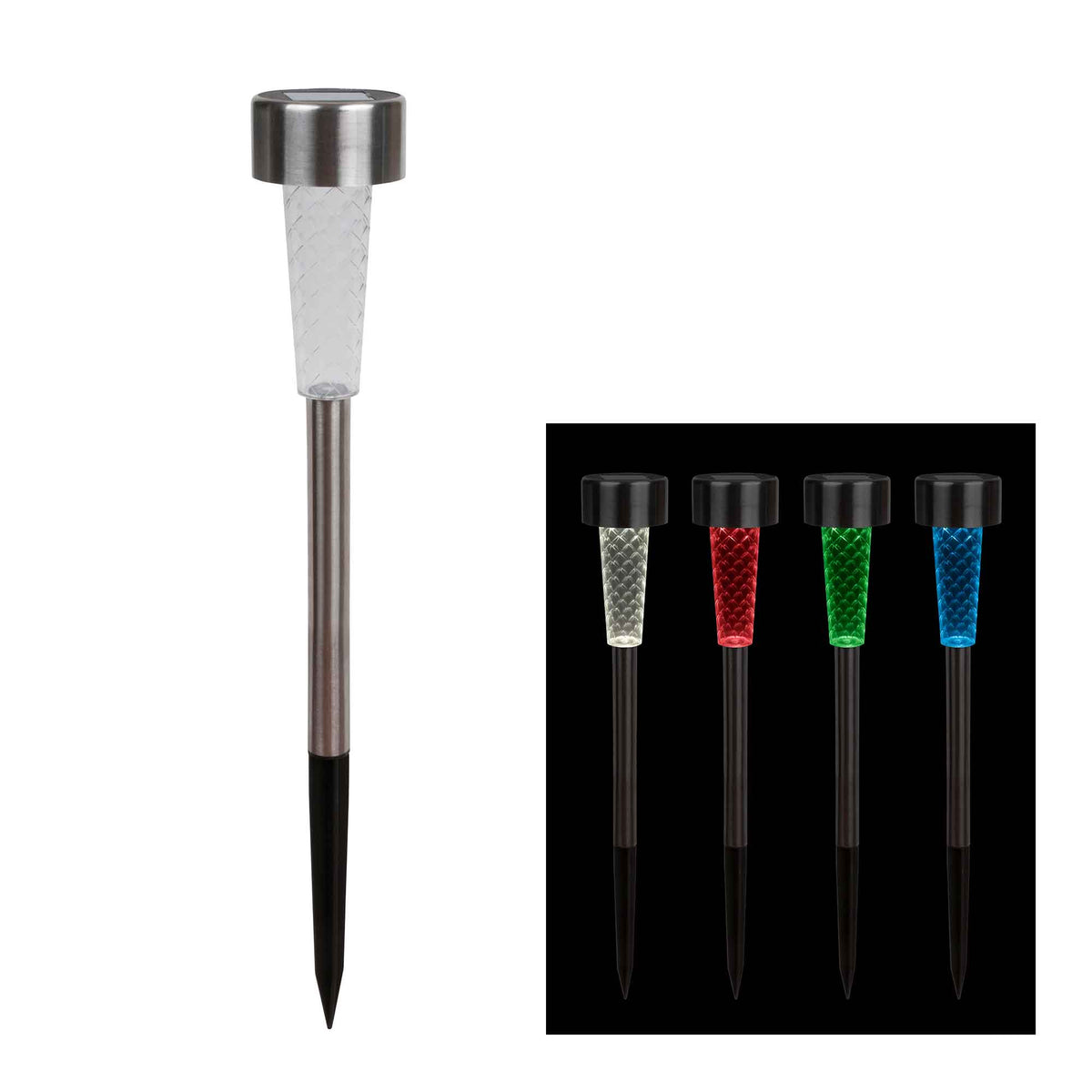 Piquet solaire avec lentille en plastique et DEL changeant de couleur, 3 unités
