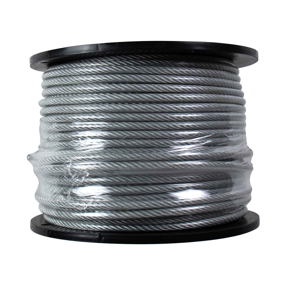 Câble 7 x 19 en acier galvanisé recouvert de PVC clair, 3/16"-1/4" x 250' (vendue au pied linéaire)