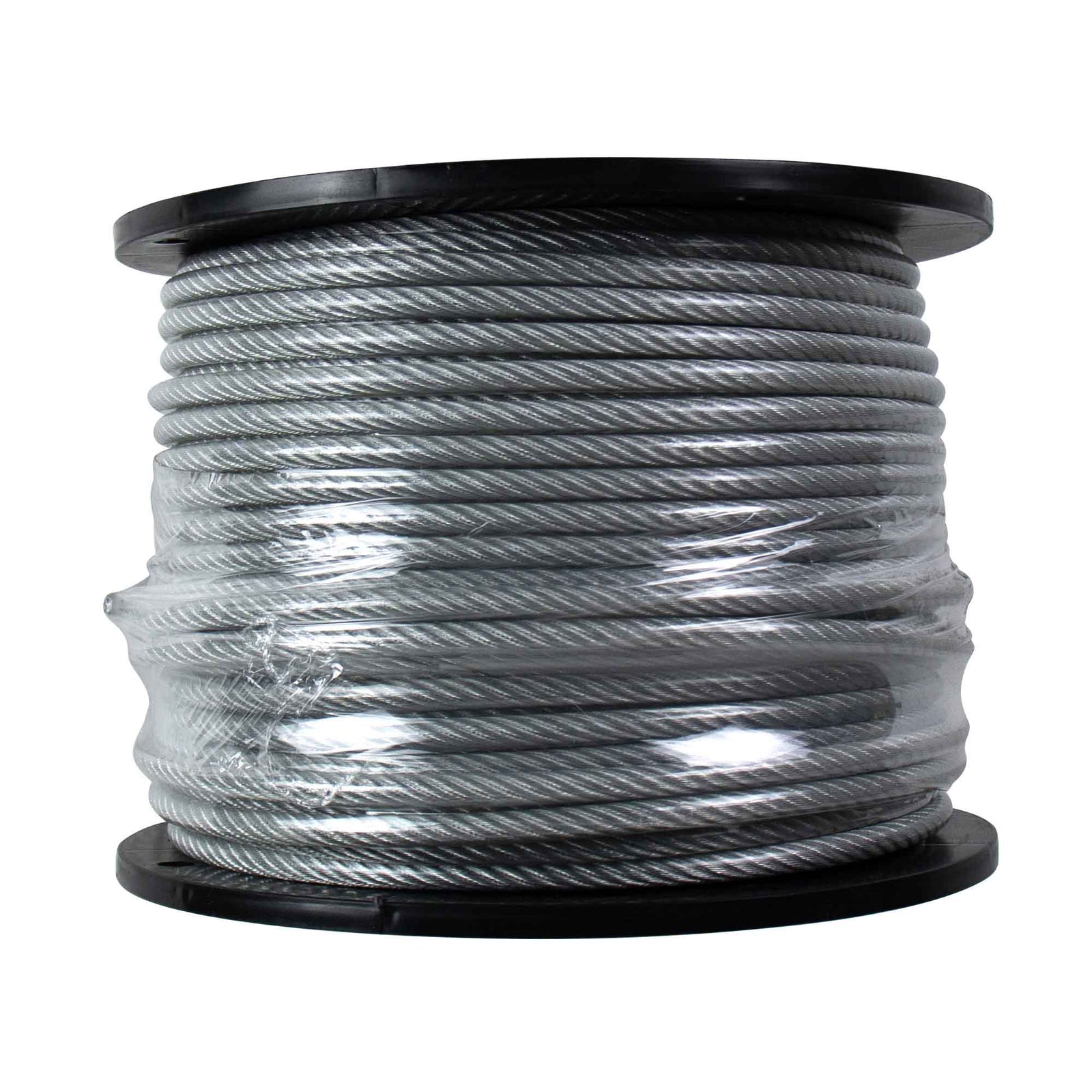 Câble 7 x 19 en acier galvanisé recouvert de PVC clair, 3/16"-1/4" x 250' (vendue au pied linéaire)