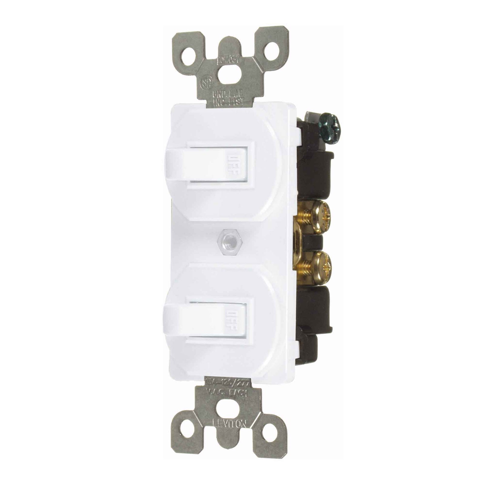 Interrupteur combiné de 15 A duplex unipolaire à unipolaire, blanc