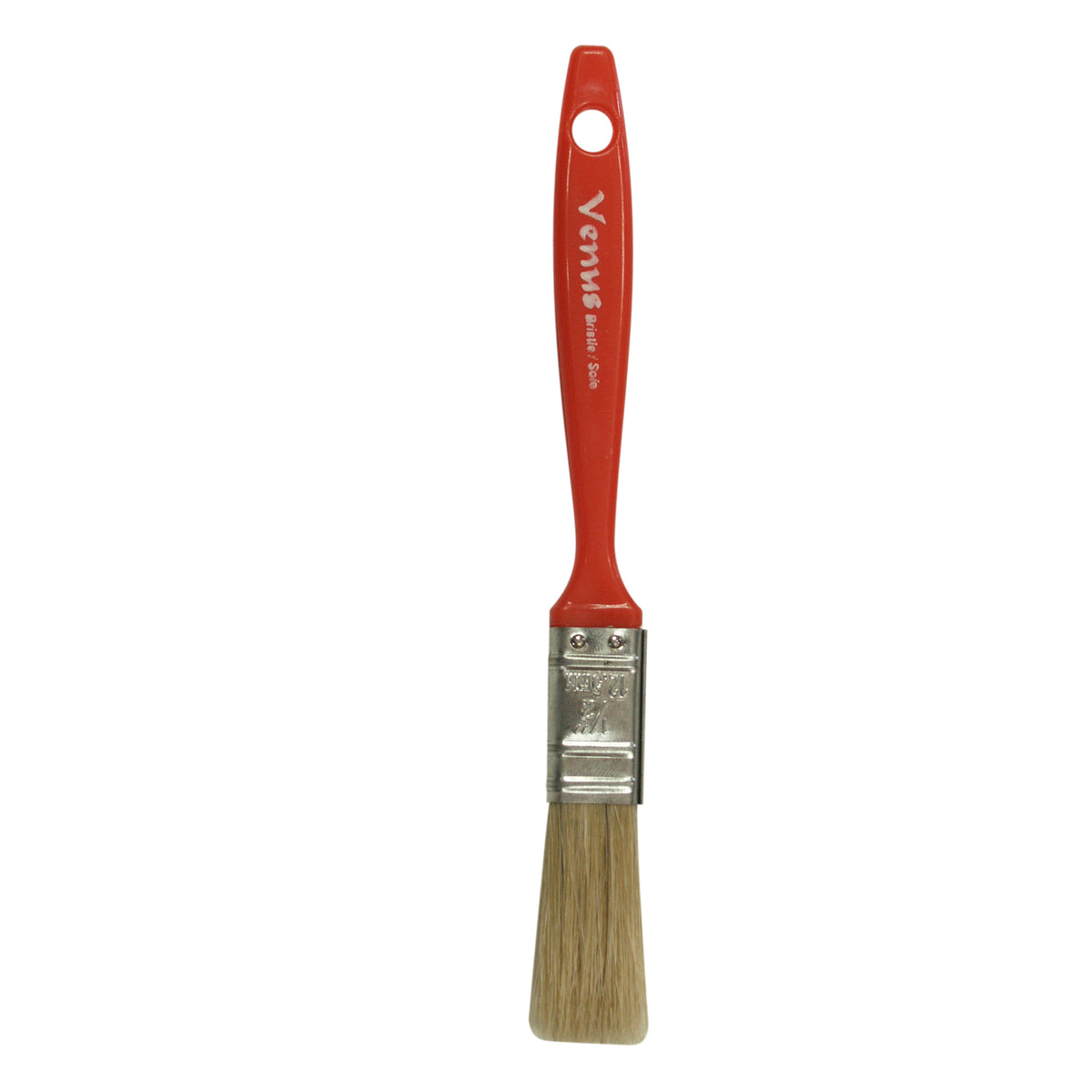 Pinceau droit de 1/2 po, série Venus, soie blanche, manche en plastique rouge