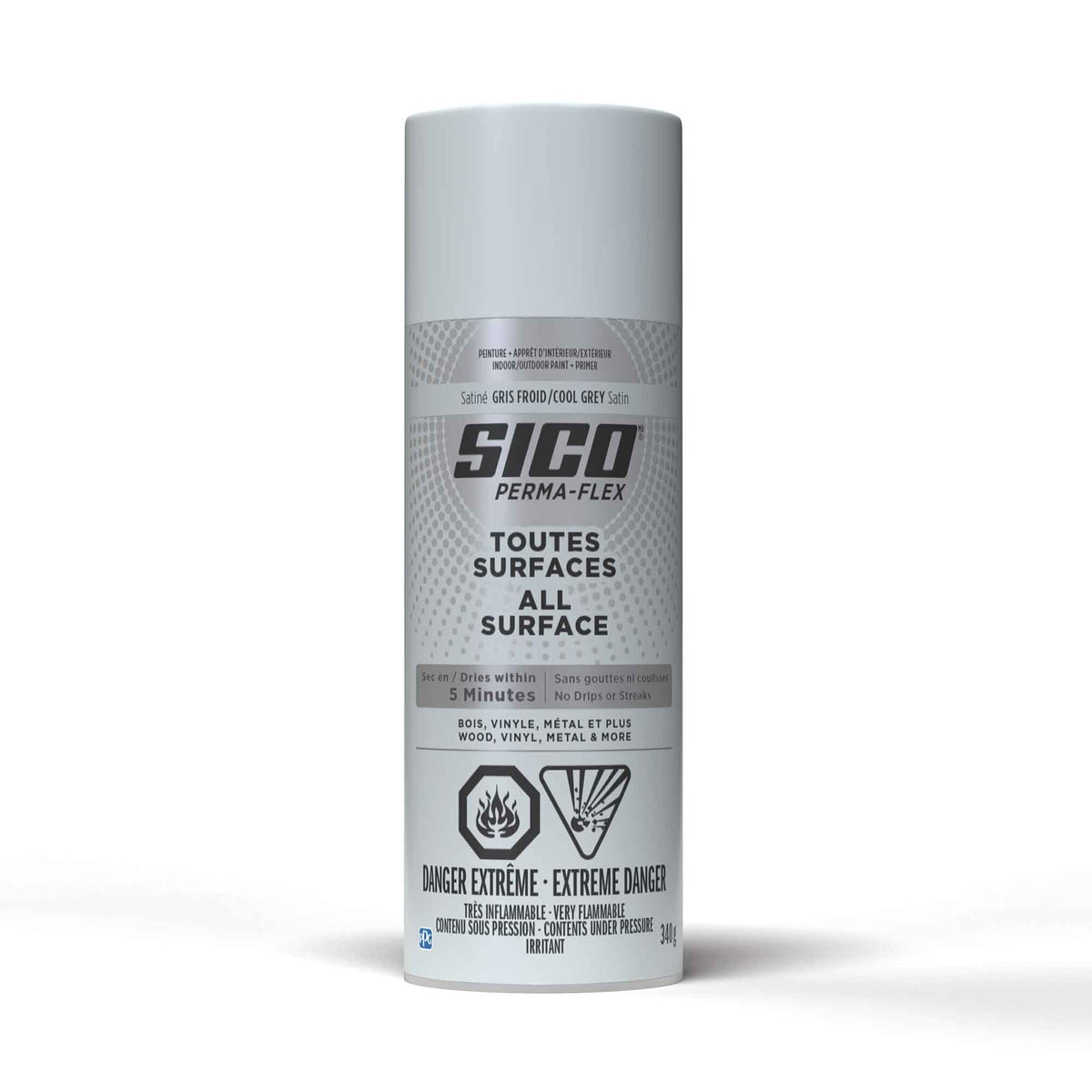 Peinture Aérosol Perma-flex, gris froid satiné, 340 ml