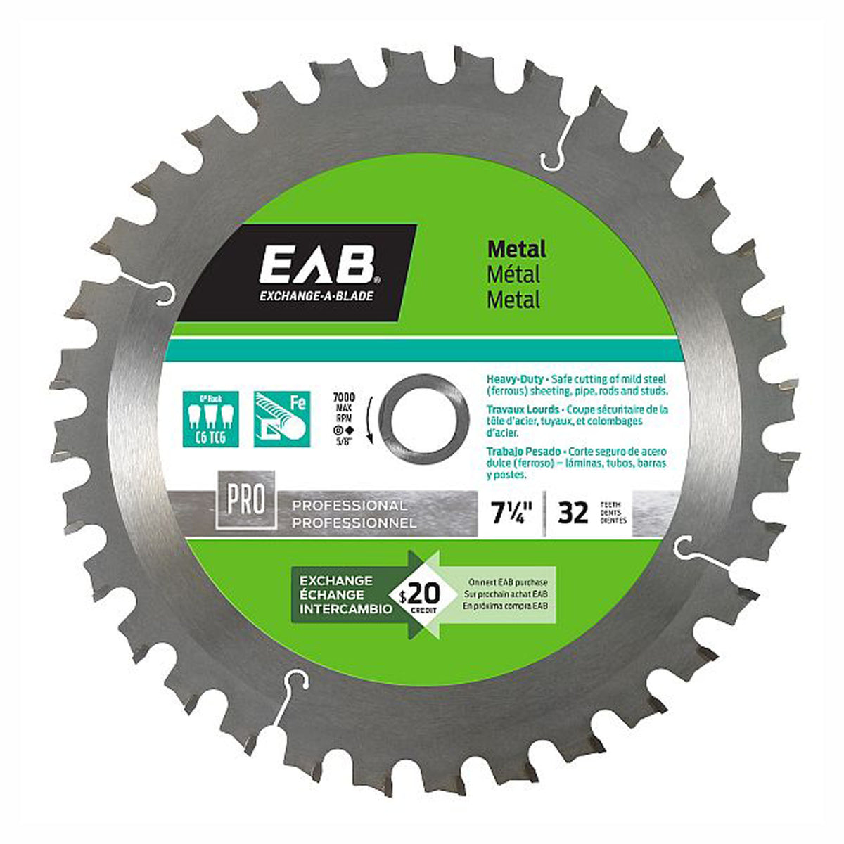 Lame de scie à métaux, 7-1/4'' x 32 dents