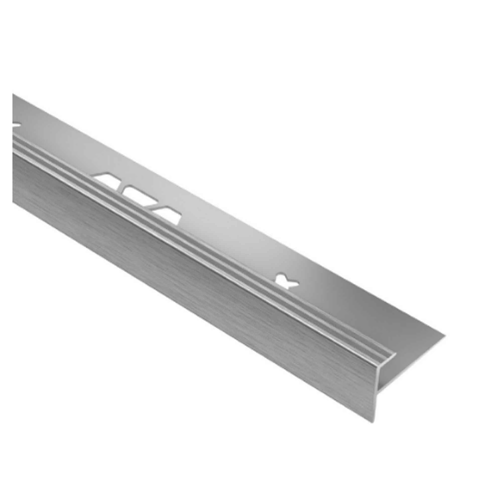 Moulure profilée de nez de marche VINPRO-STEP en aluminium chromé brossé, 1/8''