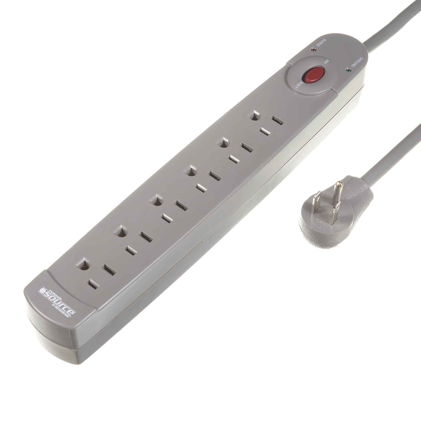 Barre d'alimentation avec protection contre les surtensions, 6 prises (420 joules)