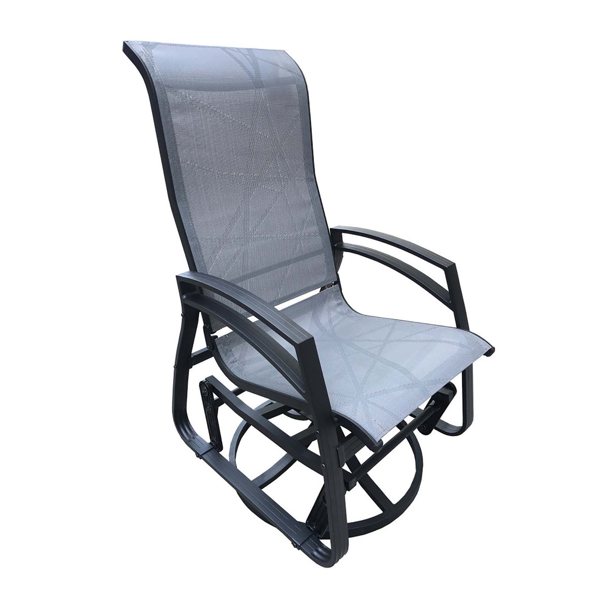 Chaise berçante en aluminium sur billes et pivotante Dallas Kansas, rotation sur 360° (gris)