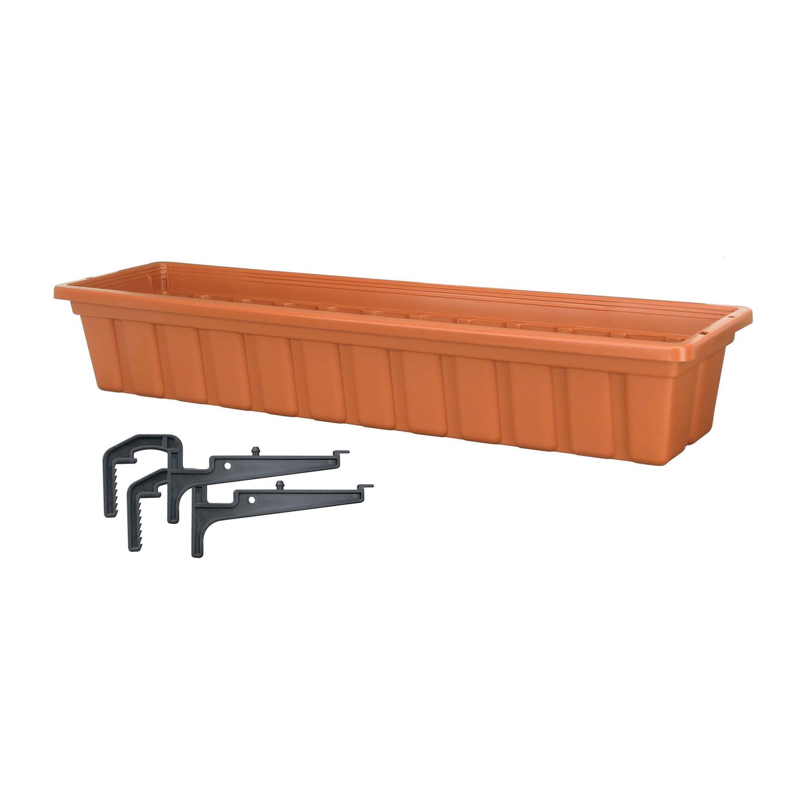 Jardinière rectangulaire Nova couleur terre cuite avec supports, 30''  