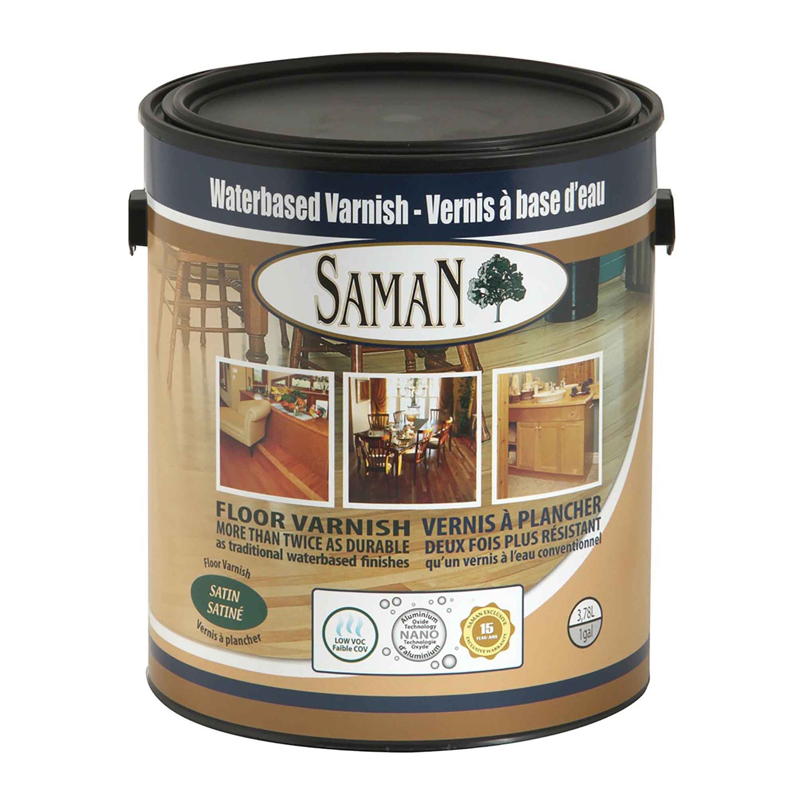 Vernis à base d'eau satiné, 3,78 L        