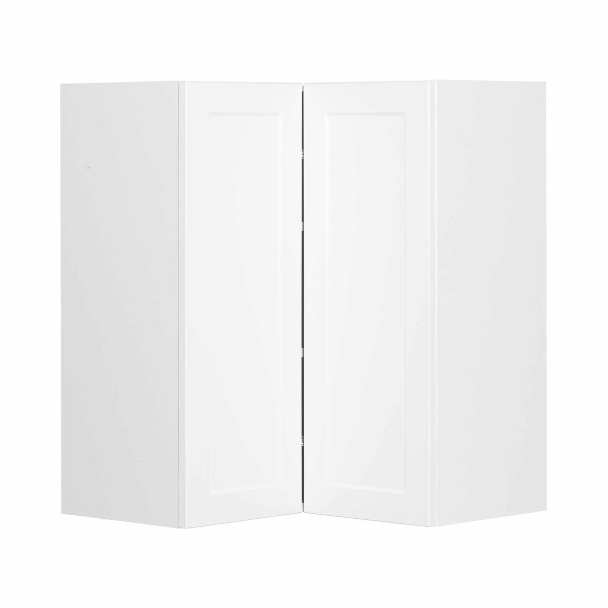 Module de haut d&#39;armoire en coin de style Shaker en mélamine blanche avec 2 portes, 24&quot;