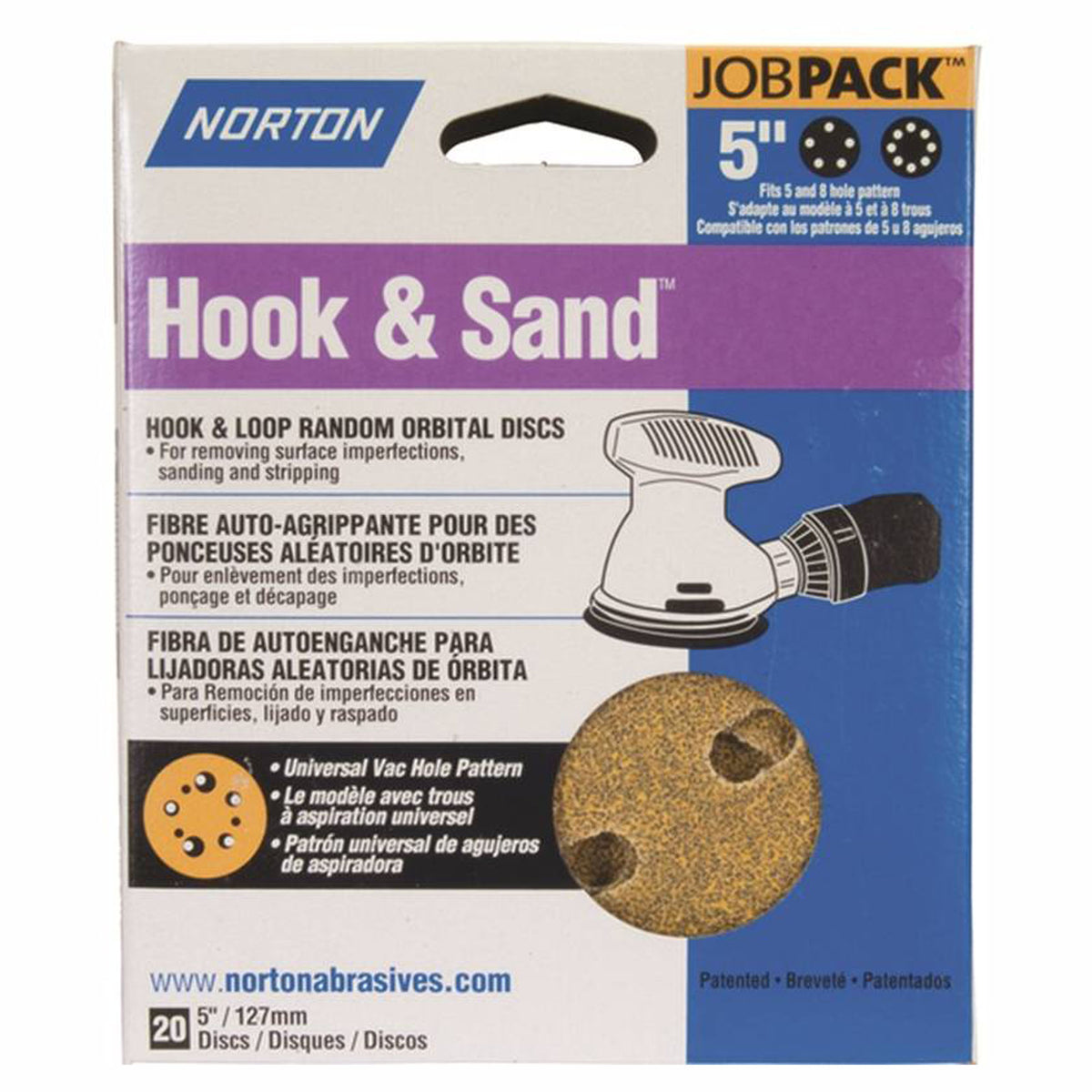 Disque de ponçage, 8 troue, 5'', 100 gr