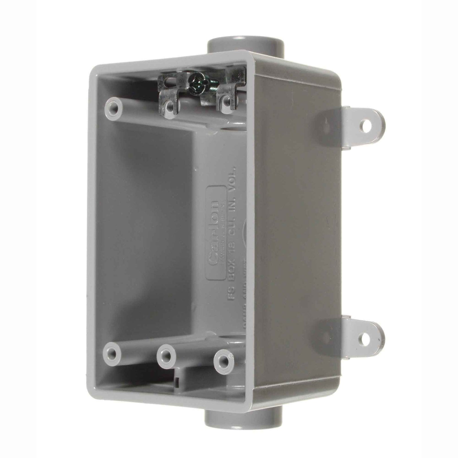 Boîte à 1 groupe FSE en PVC gris avec sortie de 1/2'' ou 3/4'', 2 sorties  