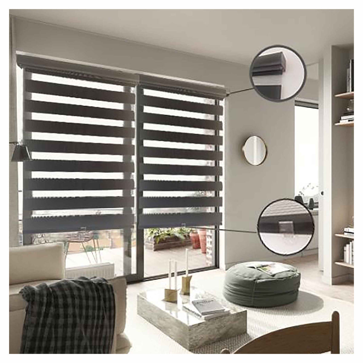 Store alternée, sans cordon, noir, 55'' x 84''