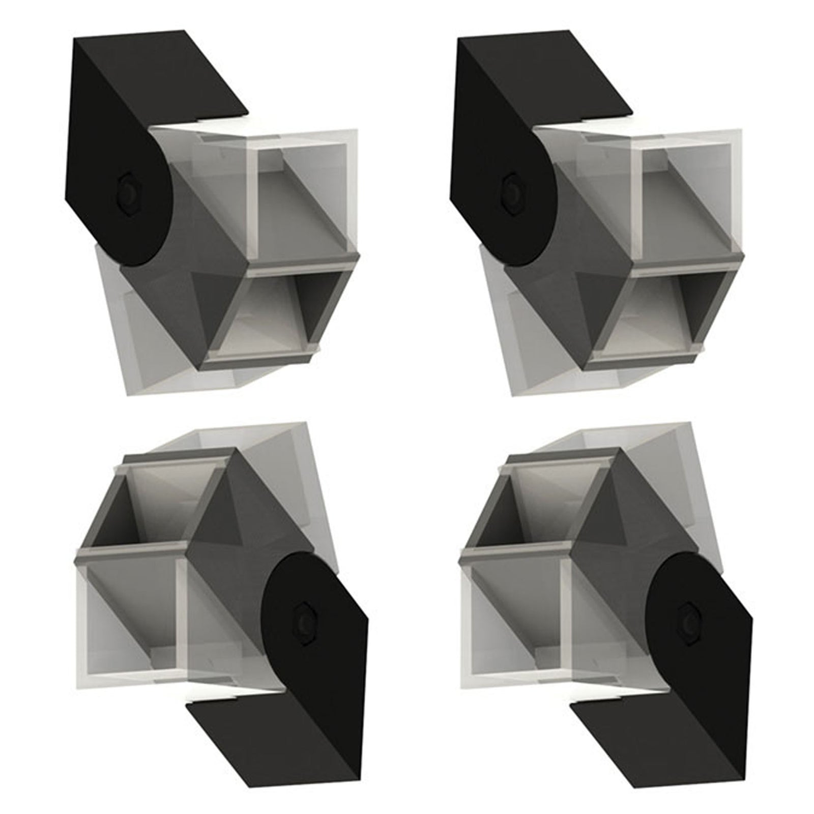 Support en angle pour rampe d'escalier, moderne, noir (emballage de 4)