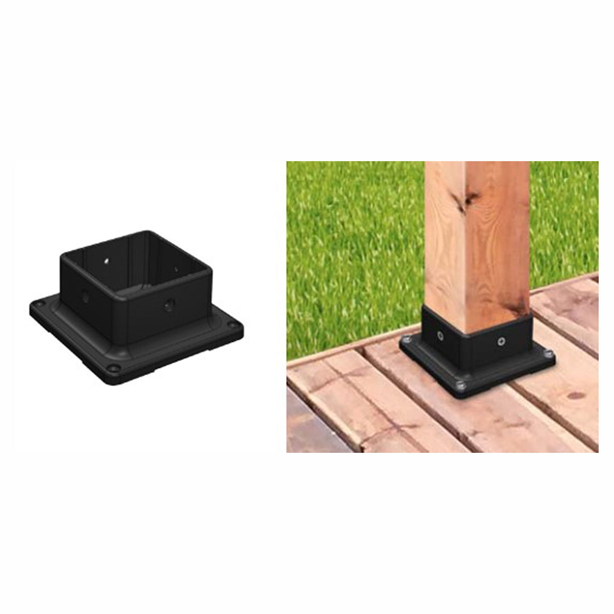 Ancrage en plastique pour poteau 4'' x 4''. Noir