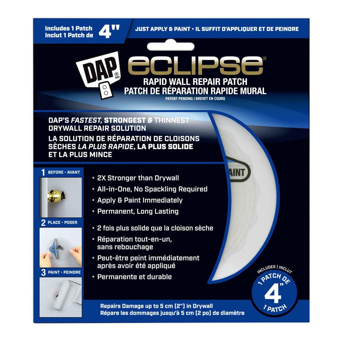 Patch de réparation murale rapide Eclipse, 4&quot;