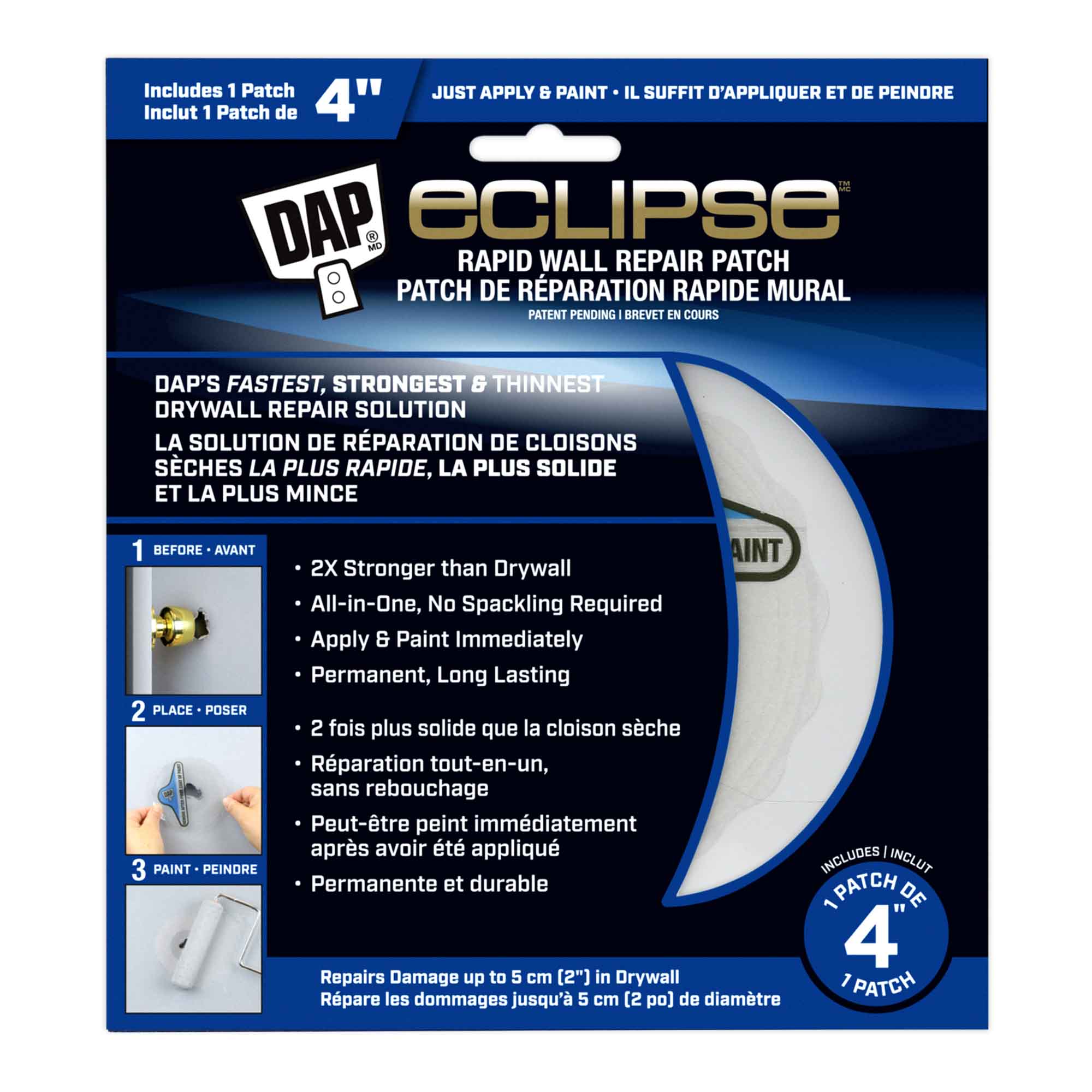 Patch de réparation murale rapide Eclipse, 4"
