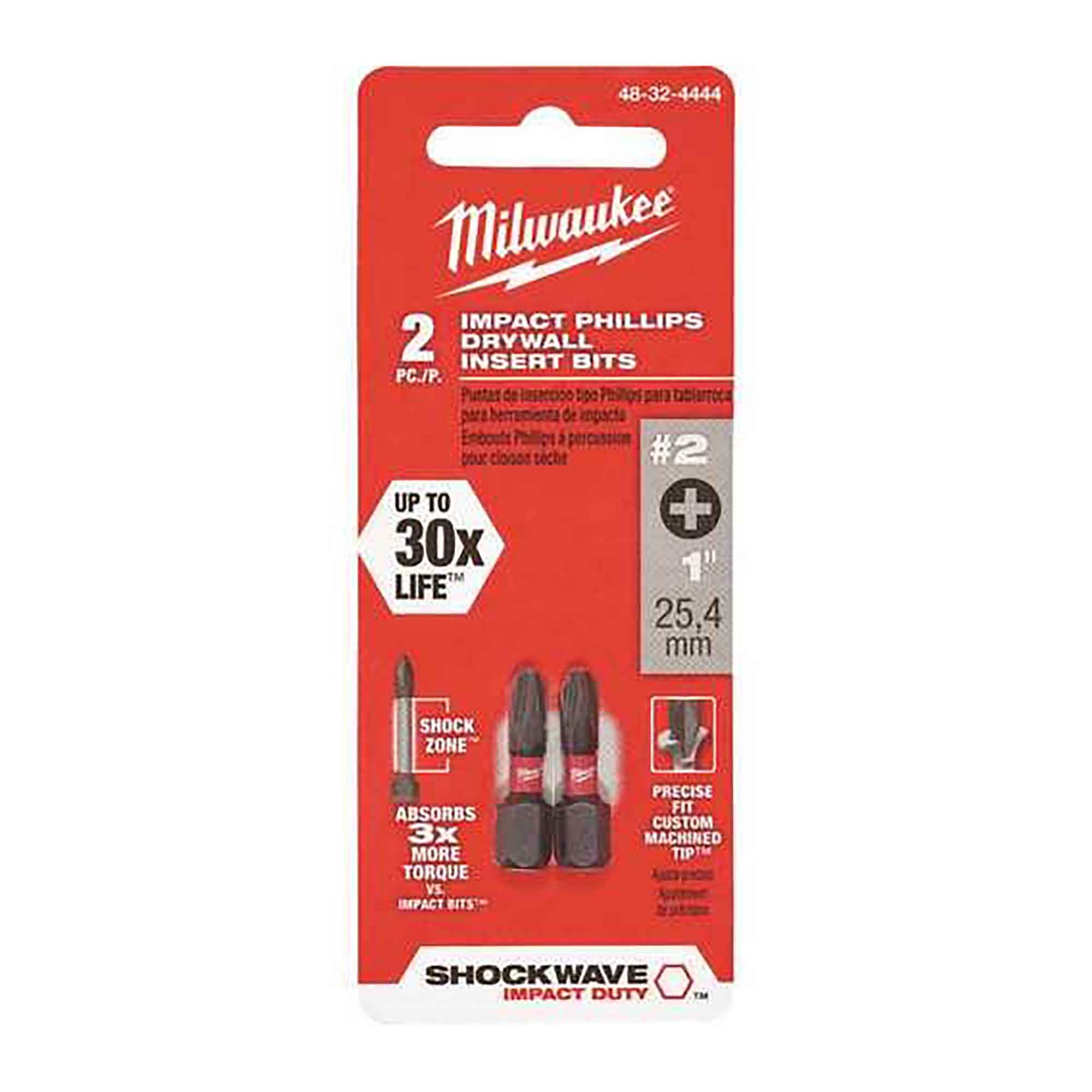 Embout à chocs à pointe cruciforme #2 et à diamètre réduit Shockwave, 1" (2 unités)